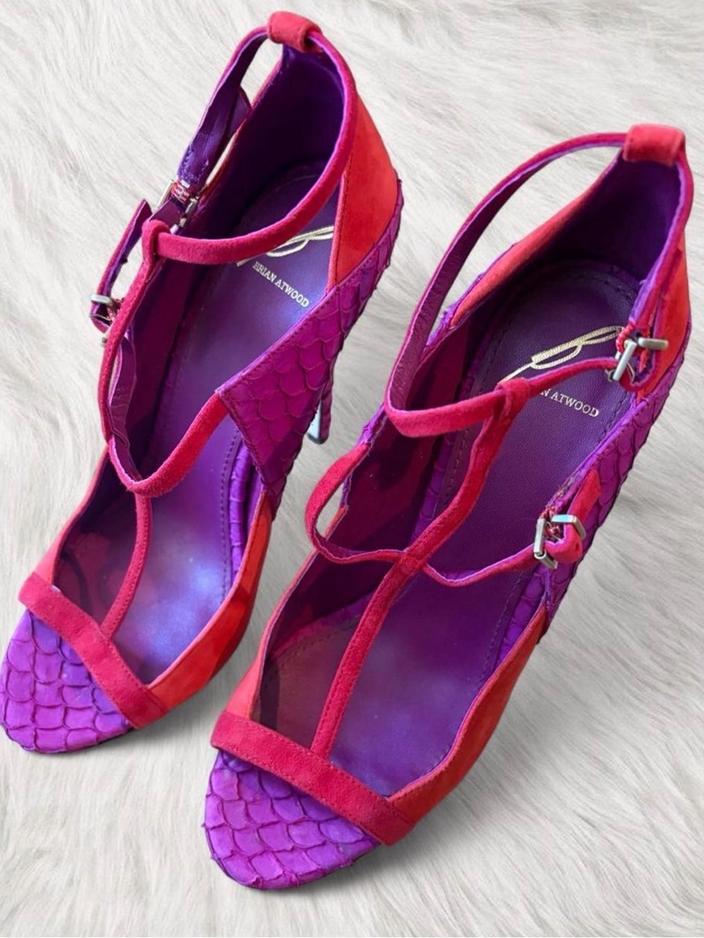 Brian Atwood Designer Purple and Red heels